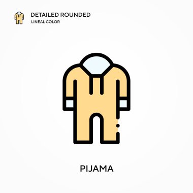 Pijama ayrıntılı yuvarlak doğrusal renk vektör ikonu. Web mobil UI ögesi için resimleme sembolü tasarım şablonu. Düzenlenebilir vuruşlarda mükemmel renk modern piktogram. İş projeniz için pijama simgeleri