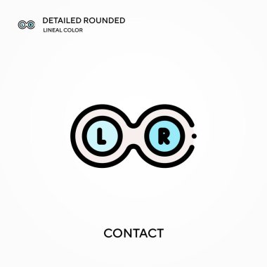 Ayrıntılı yuvarlak doğrusal renk vektör simgesi ile temas kur. Web mobil UI ögesi için resimleme sembolü tasarım şablonu. Düzenlenebilir vuruşlarda mükemmel renk modern piktogram. İş projeniz için iletişim simgeleri