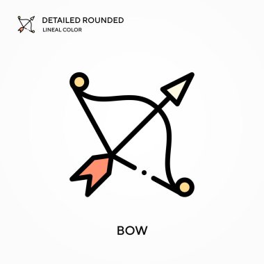 Yaylı ayrıntılı yuvarlak doğrusal renk vektör simgesi. Web mobil UI ögesi için resimleme sembolü tasarım şablonu. Düzenlenebilir vuruşlarda mükemmel renk modern piktogram. İş projeniz için yay simgeleri