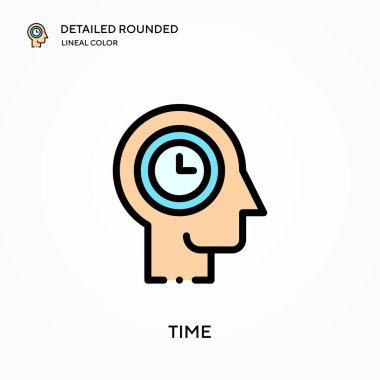 Zaman detaylı yuvarlak doğrusal renk vektör simgesi. Web mobil UI ögesi için resimleme sembolü tasarım şablonu. Düzenlenebilir vuruşlarda mükemmel renk modern piktogram. İş projeniz için zaman simgeleri