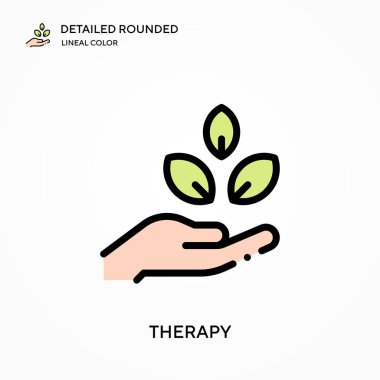 Terapi detaylı yuvarlak doğrusal renk vektörü ikonu. Web mobil UI ögesi için resimleme sembolü tasarım şablonu. Düzenlenebilir vuruşlarda mükemmel renk modern piktogram. İş projeniz için terapi simgeleri
