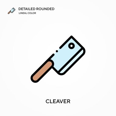 Cleaver yuvarlak doğrusal renk vektör simgesini detaylı olarak açıkladı. Web mobil UI ögesi için resimleme sembolü tasarım şablonu. Düzenlenebilir vuruşlarda mükemmel renk modern piktogram. İş projeniz için satır simgeleri