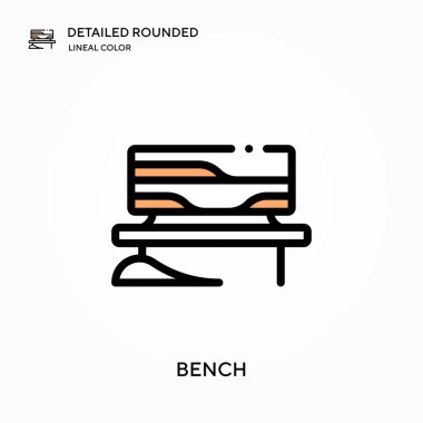Kenarda detaylı yuvarlak doğrusal renk vektörü simgesi var. Web mobil UI ögesi için resimleme sembolü tasarım şablonu. Düzenlenebilir vuruşlarda mükemmel renk modern piktogram. İş projeniz için benç simgeleri