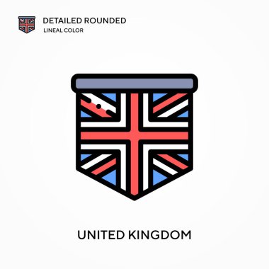 Birleşik Krallık yuvarlak doğrusal renk vektörü simgesini detaylı olarak açıkladı. Web mobil UI ögesi için resimleme sembolü tasarım şablonu. Düzenlenebilir vuruşlarda mükemmel renk modern piktogram. İş projeniz için Birleşik Krallık simgeleri