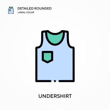 Undershirt ayrıntılı yuvarlak doğrusal renk vektör simgesi. Web mobil UI ögesi için resimleme sembolü tasarım şablonu. Düzenlenebilir vuruşlarda mükemmel renk modern piktogram. İş projeniz için atlet simgeleri