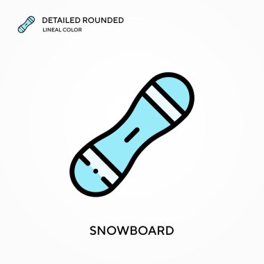 Snowboard ayrıntılı yuvarlak doğrusal renk vektör simgesi. Web mobil UI ögesi için resimleme sembolü tasarım şablonu. Düzenlenebilir vuruşlarda mükemmel renk modern piktogram. İş projeniz için snowboard simgeleri