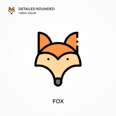 Tilki yuvarlak doğrusal renk vektör simgesini detaylı olarak açıkladı. Web mobil UI ögesi için resimleme sembolü tasarım şablonu. Düzenlenebilir vuruşlarda mükemmel renk modern piktogram. İş projeniz için Fox simgeleri