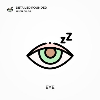 Göz detaylı yuvarlak doğrusal renk vektör simgesi. Web mobil UI ögesi için resimleme sembolü tasarım şablonu. Düzenlenebilir vuruşlarda mükemmel renk modern piktogram. İş projeniz için göz simgeleri