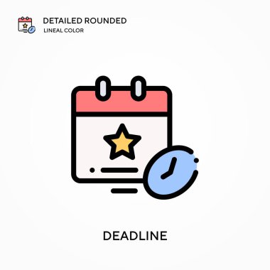 Son teslim tarihi ayrıntılı yuvarlak doğrusal renk vektör simgesi. Web mobil UI ögesi için resimleme sembolü tasarım şablonu. Düzenlenebilir vuruşlarda mükemmel renk modern piktogram. İş projeniz için son tarih simgeleri