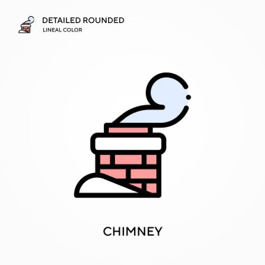 Baca detaylı yuvarlak doğrusal renk vektör simgesi. Web mobil UI ögesi için resimleme sembolü tasarım şablonu. Düzenlenebilir vuruşlarda mükemmel renk modern piktogram. İş projeniz için baca simgeleri