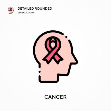 Kanser yuvarlak doğrusal renk vektör simgesini detaylı olarak açıkladı. Web mobil UI ögesi için resimleme sembolü tasarım şablonu. Düzenlenebilir vuruşlarda mükemmel renk modern piktogram. İş projeniz için kanser simgeleri