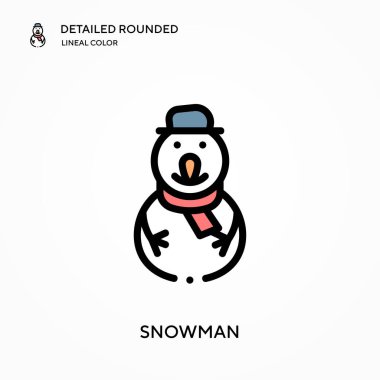 Kardan adam yuvarlak çizgili renk vektör simgesini detaylı olarak açıkladı. Web mobil UI ögesi için resimleme sembolü tasarım şablonu. Düzenlenebilir vuruşlarda mükemmel renk modern piktogram. İş projeniz için kardan adam simgeleri