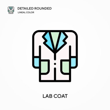 Laboratuar önlüğü yuvarlak çizgili renk vektör simgesi detaylı. Web mobil UI ögesi için resimleme sembolü tasarım şablonu. Düzenlenebilir vuruşlarda mükemmel renk modern piktogram. İş projeniz için önlük simgeleri