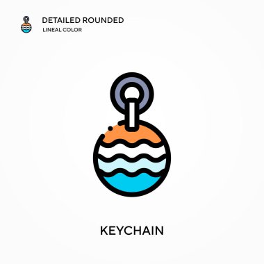 Anahtarlık ayrıntılı yuvarlak doğrusal renk vektör simgesi. Web mobil UI ögesi için resimleme sembolü tasarım şablonu. Düzenlenebilir vuruşlarda mükemmel renk modern piktogram. İş projeniz için anahtarlık simgeleri