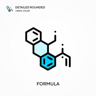 Formül ayrıntılı yuvarlak doğrusal renk vektör simgesi. Web mobil UI ögesi için resimleme sembolü tasarım şablonu. Düzenlenebilir vuruşlarda mükemmel renk modern piktogram. İş projeniz için formül simgeleri