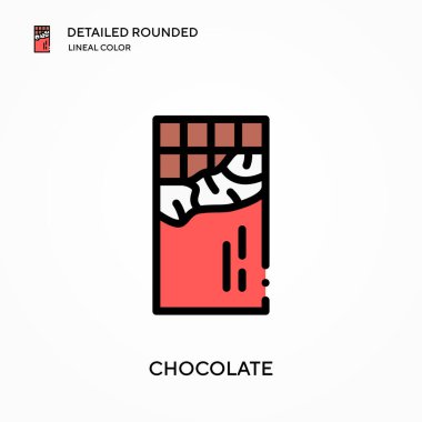 Çikolata detaylı yuvarlak doğrusal renk vektör ikonu. Web mobil UI ögesi için resimleme sembolü tasarım şablonu. Düzenlenebilir vuruşlarda mükemmel renk modern piktogram. İş projeniz için çikolata simgeleri