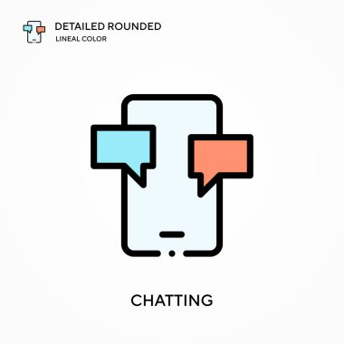 Ayrıntılı yuvarlak doğrusal renk vektör simgesi sohbeti. Web mobil UI ögesi için resimleme sembolü tasarım şablonu. Düzenlenebilir vuruşlarda mükemmel renk modern piktogram. İş projeniz için sohbet simgeleri