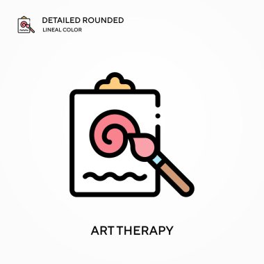 Sanat terapisi yuvarlak doğrusal renk vektör simgesini detaylı olarak açıkladı. Web mobil UI ögesi için resimleme sembolü tasarım şablonu. Düzenlenebilir vuruşlarda mükemmel renk modern piktogram. İş projeniz için sanat terapisi simgeleri