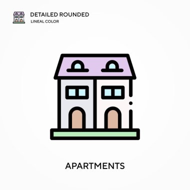 Daireler yuvarlak lineal renk vektör simgesini detaylandırdı. Web mobil UI ögesi için resimleme sembolü tasarım şablonu. Düzenlenebilir vuruşlarda mükemmel renk modern piktogram. İş projeniz için apartman simgeleri