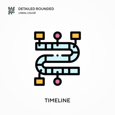 Zaman çizgisi ayrıntılı yuvarlak doğrusal renk vektörü simgesi. Web mobil UI ögesi için resimleme sembolü tasarım şablonu. Düzenlenebilir vuruşlarda mükemmel renk modern piktogram. İş projeniz için zaman çizelgesi simgeleri