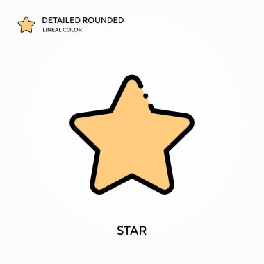 Yıldız detaylı yuvarlak doğrusal renk vektör simgesi. Web mobil UI ögesi için resimleme sembolü tasarım şablonu. Düzenlenebilir vuruşlarda mükemmel renk modern piktogram. İş projeniz için yıldız simgeleri