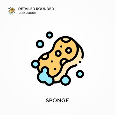 Sünger ayrıntılı yuvarlak doğrusal renk vektör simgesi. Web mobil UI ögesi için resimleme sembolü tasarım şablonu. Düzenlenebilir vuruşlarda mükemmel renk modern piktogram. İş projeniz için sünger simgeleri