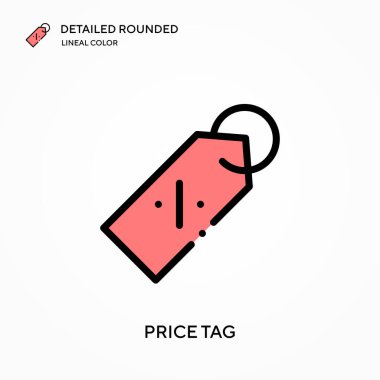 Fiyat etiketi ayrıntılı yuvarlak doğrusal renk vektör simgesi. Web mobil UI ögesi için resimleme sembolü tasarım şablonu. Düzenlenebilir vuruşlarda mükemmel renk modern piktogram. İş projeniz için fiyat etiketi simgeleri