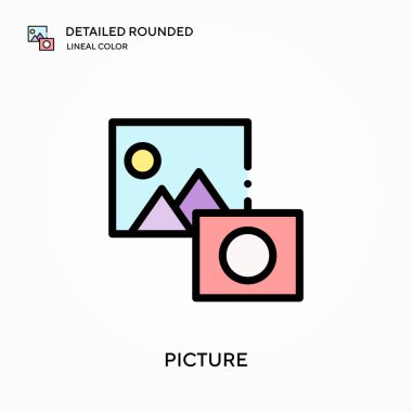 Resim ayrıntılı yuvarlak doğrusal renk vektör simgesi. Web mobil UI ögesi için resimleme sembolü tasarım şablonu. Düzenlenebilir vuruşlarda mükemmel renk modern piktogram. İş projeniz için resim simgeleri