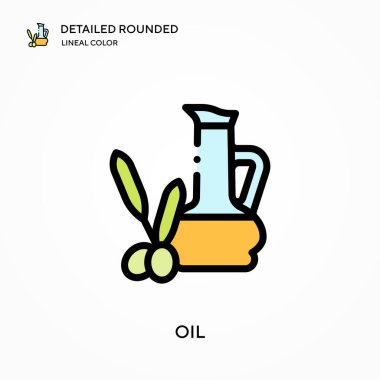 Yağ detaylı yuvarlak doğrusal renk vektör simgesi. Web mobil UI ögesi için resimleme sembolü tasarım şablonu. Düzenlenebilir vuruşlarda mükemmel renk modern piktogram. İş projeniz için yağ simgeleri