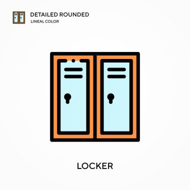 Dolap ayrıntılı yuvarlak doğrusal renk vektör simgesi. Web mobil UI ögesi için resimleme sembolü tasarım şablonu. Düzenlenebilir vuruşlarda mükemmel renk modern piktogram. İş projeniz için dolap simgeleri