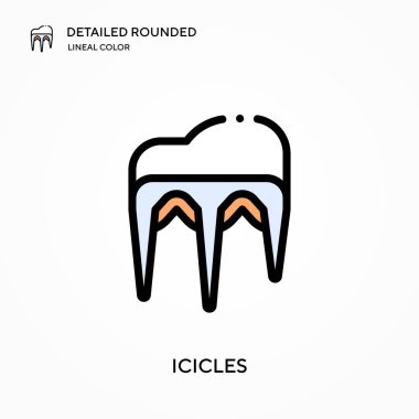 Icicles ayrıntılı yuvarlak doğrusal renk vektör simgesi. Web mobil UI ögesi için resimleme sembolü tasarım şablonu. Düzenlenebilir vuruşlarda mükemmel renk modern piktogram. İş projeniz için Icicles simgeleri