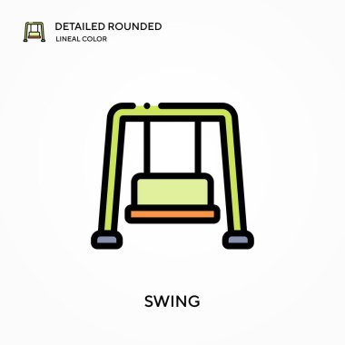 Ayrıntılı yuvarlak doğrusal renk vektör simgesi salla. Web mobil UI ögesi için resimleme sembolü tasarım şablonu. Düzenlenebilir vuruşlarda mükemmel renk modern piktogram. İş projeniz için simgeleri sallayın