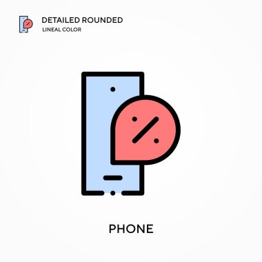 Telefon detaylı yuvarlak doğrusal renk vektör simgesi. Web mobil UI ögesi için resimleme sembolü tasarım şablonu. Düzenlenebilir vuruşlarda mükemmel renk modern piktogram. İş projeniz için telefon simgeleri