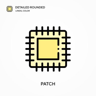 Ayrıntılı yuvarlak doğrusal renk vektör simgesi yaması. Web mobil UI ögesi için resimleme sembolü tasarım şablonu. Düzenlenebilir vuruşlarda mükemmel renk modern piktogram. İş projeniz için yama simgeleri