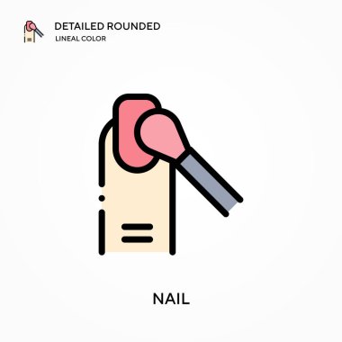 Çivi detaylı yuvarlak doğrusal renk vektör simgesi. Web mobil UI ögesi için resimleme sembolü tasarım şablonu. Düzenlenebilir vuruşlarda mükemmel renk modern piktogram. İş projeniz için tırnak simgeleri