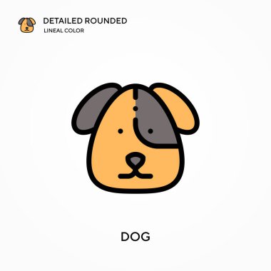 Köpek yuvarlak doğrusal renk vektör simgesini detaylı olarak inceledi. Web mobil UI ögesi için resimleme sembolü tasarım şablonu. Düzenlenebilir vuruşlarda mükemmel renk modern piktogram. İş projeniz için köpek simgeleri