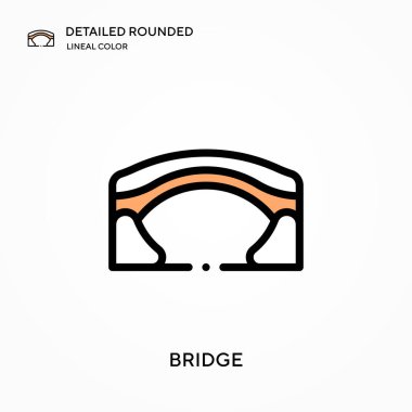 Köprü ayrıntılı yuvarlak doğrusal renk vektör simgesi. Web mobil UI ögesi için resimleme sembolü tasarım şablonu. Düzenlenebilir vuruşlarda mükemmel renk modern piktogram. İş projeniz için köprü simgeleri