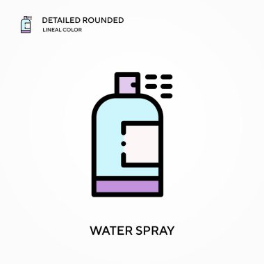 Su spreyi ayrıntılı yuvarlak doğrusal renk vektör ikonu. Web mobil UI ögesi için resimleme sembolü tasarım şablonu. Düzenlenebilir vuruşlarda mükemmel renk modern piktogram. İş projeniz için su püskürtme simgeleri