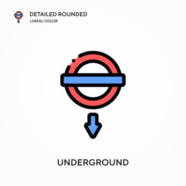 Yeraltı detaylı yuvarlak doğrusal renk vektör simgesi. Web mobil UI ögesi için resimleme sembolü tasarım şablonu. Düzenlenebilir vuruşlarda mükemmel renk modern piktogram. İş projeniz için yeraltı simgeleri