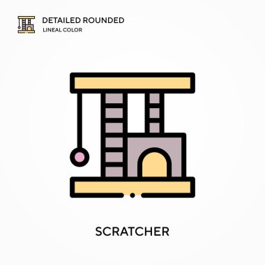 Kazıyıcı ayrıntılı yuvarlak doğrusal renk vektör simgesi. Web mobil UI ögesi için resimleme sembolü tasarım şablonu. Düzenlenebilir vuruşlarda mükemmel renk modern piktogram. İş projeniz için kazıyıcı simgeleri