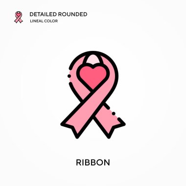 Kurdele ayrıntılı yuvarlak doğrusal renk vektör ikonu. Web mobil UI ögesi için resimleme sembolü tasarım şablonu. Düzenlenebilir vuruşlarda mükemmel renk modern piktogram. İş projeniz için kurdele simgeleri