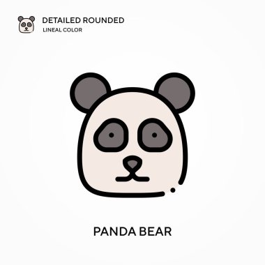 Panda, yuvarlak doğrusal renk vektör simgesini detaylı olarak açıkladı. Web mobil UI ögesi için resimleme sembolü tasarım şablonu. Düzenlenebilir vuruşlarda mükemmel renk modern piktogram. İş projeniz için panda simgeleri