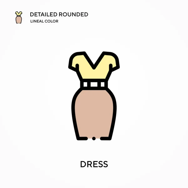 Vestido Detallado Redondeado Icono Vector Color Lineal Plantilla Diseño Símbolo — Archivo Imágenes Vectoriales