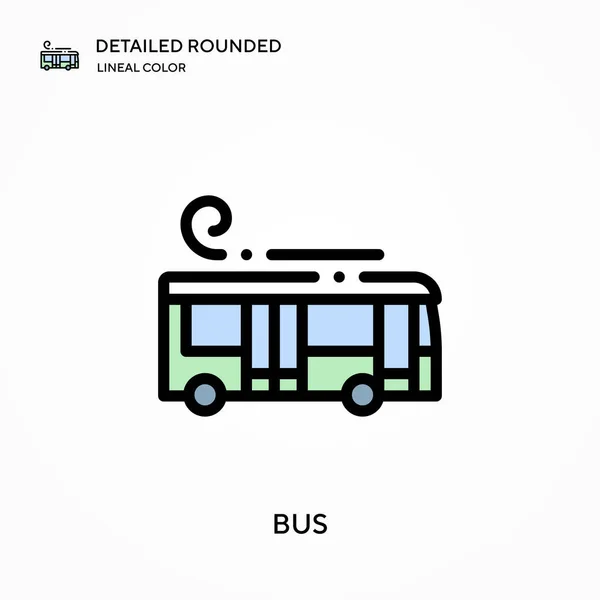 Bus Detallado Redondeado Icono Vector Color Lineal Plantilla Diseño Símbolo — Vector de stock