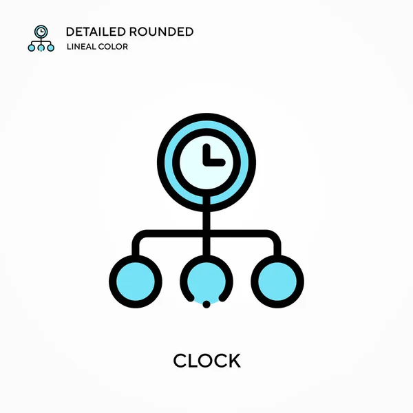 Reloj Detallado Redondeado Icono Vector Color Lineal Plantilla Diseño Símbolo — Vector de stock