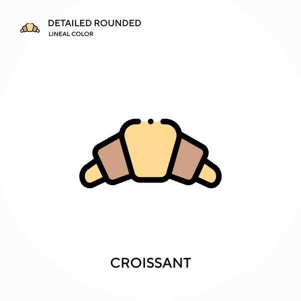 Croissant Detalhado Arredondado Ícone Vetorial Cor Linear Modelo Design Símbolo — Vetor de Stock
