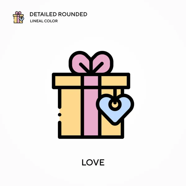 Amor Detallado Redondeado Icono Vector Color Lineal Plantilla Diseño Símbolo — Archivo Imágenes Vectoriales