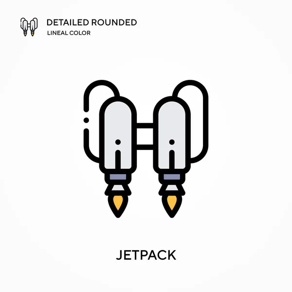 Jetpack Detalhado Arredondado Ícone Vetor Cor Linear Modelo Design Símbolo — Vetor de Stock