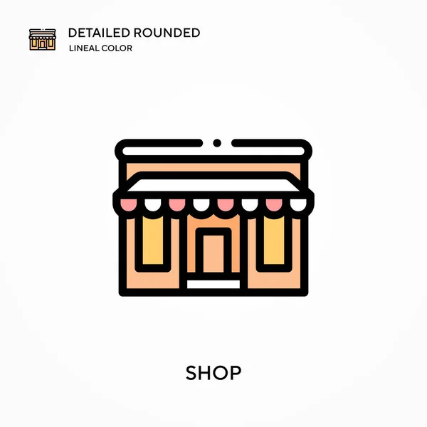 Tienda Detallada Redondeado Icono Vector Color Lineal Plantilla Diseño Símbolo — Archivo Imágenes Vectoriales