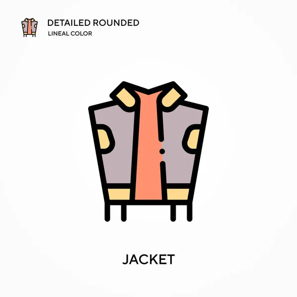 Chaqueta Detallada Redondeada Icono Vector Color Lineal Plantilla Diseño Símbolo — Archivo Imágenes Vectoriales